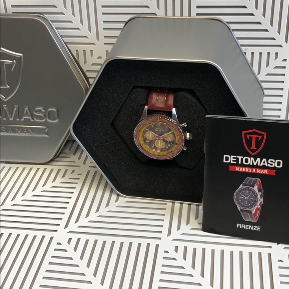 NWT DETOMASO FIRENZE red Mens watch w/tin SL1624C